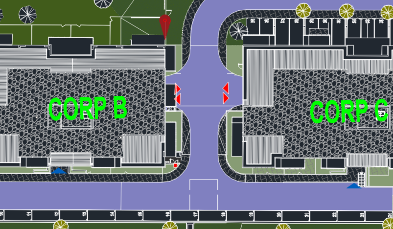 Plan amplasament electrovană gaz — camera pubele Corp B