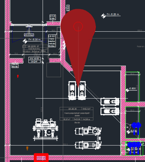 Cameră tehnică subsol — pompe și echipamente HVAC